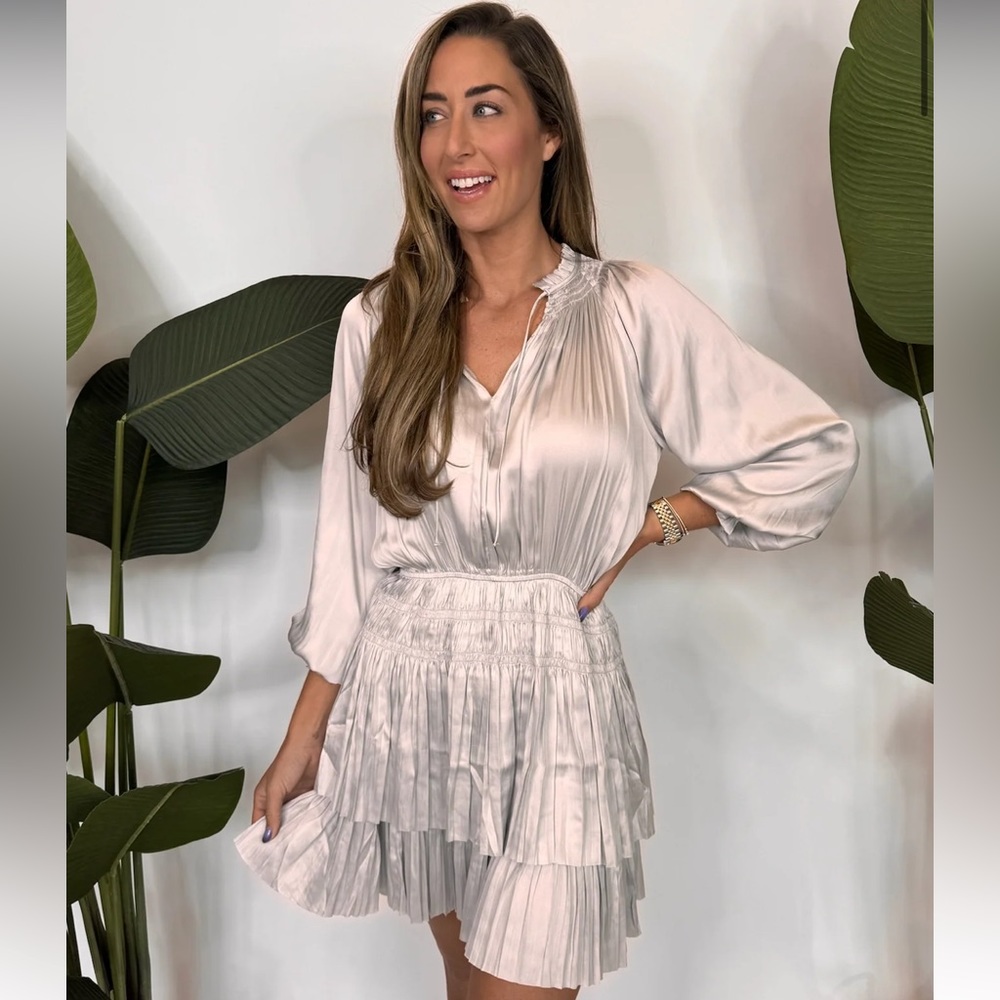 RESET BY JANE Jamie Silky Mini Dress in Silver - Picture 2 of 7
